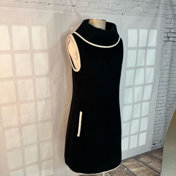 Rachel Zoe Black Wool Roll Neck Mod Vibe Mini Tunic Dress Size Medium - Picture 2 of 10